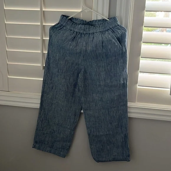 Crewcuts 100% Linen Set Flutter Sleeve Top Wide Leg Pants Girl's